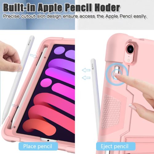 D5 – Pink 8.3inches iPad iPad Mini 6 2021 Hybrid Robot Tablet Hard Case He…