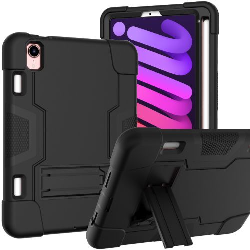 D1-Plain Black 8.3inches iPad iPad Mini 6 2021 Hybrid Robot Tablet Hard Case Heavy Duty Back Cover – Georgia Phone Case