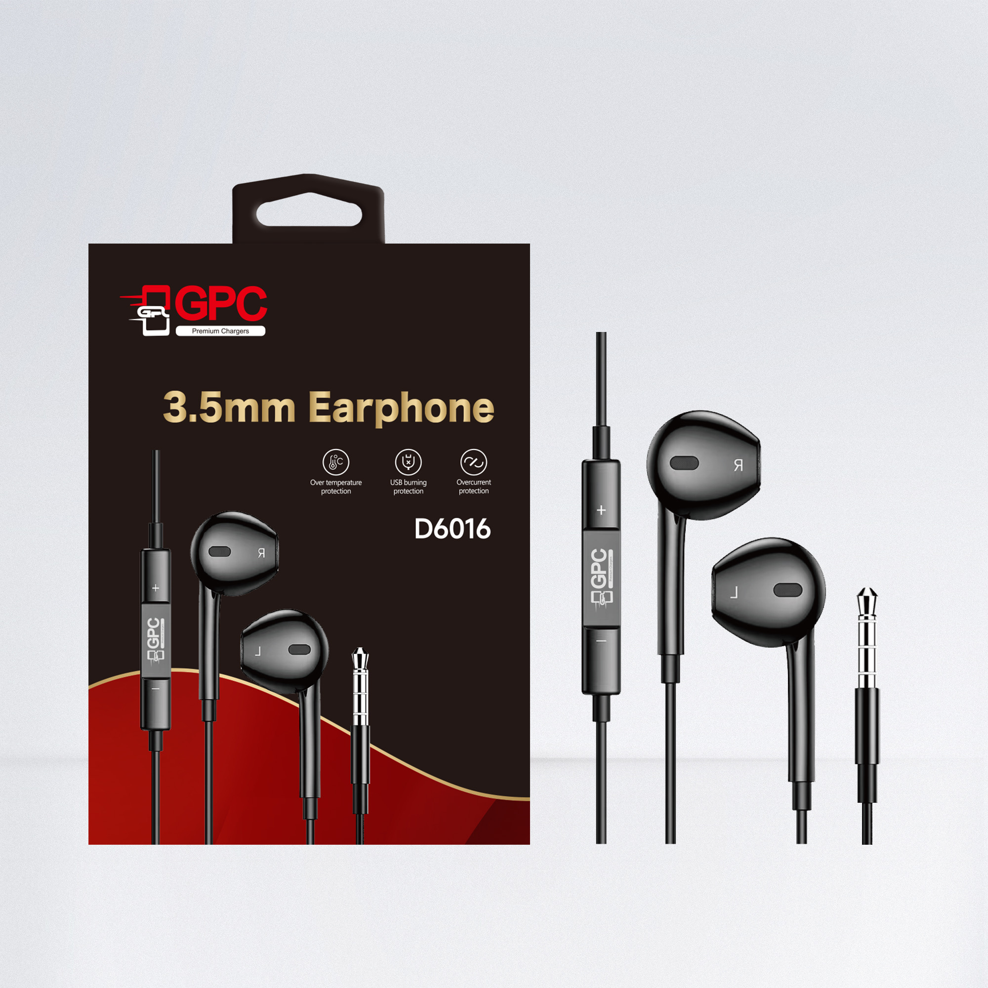 D6016-Black Headphones Earphone for Apple iPhone 5 6 6s Plus 3.5mm Jack Wired He…