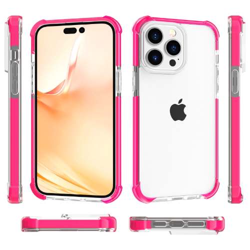 D463 – Pink Clear Apple iPhone 15 Plus 6.71 inch Colored Edges – Geo…