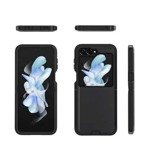 D365 – Black Z flip 5 6.7 inches 2 in 1 Hybrid Robot Hard Case Heavy Duty Back…