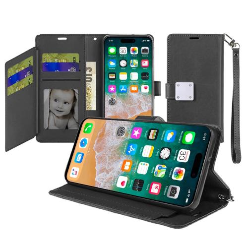 D50-iPhone 16 Plus 6.7 inch Black Wallet ID Card Holder Case Cover in Slide-Out Package – Georgia Phone Case
