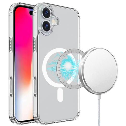 D44-iPhone 16 Plus 6.7 inch TRUE Transparent [Magnetic Circle] Shockproof Hybrid…