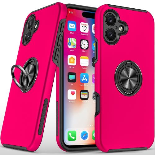 D32 – Pink iPhone 16 6.1 inch CHIEF Oil Painted Magnetic Ring Stand Hybrid Case Cover – Georgia Phone Case