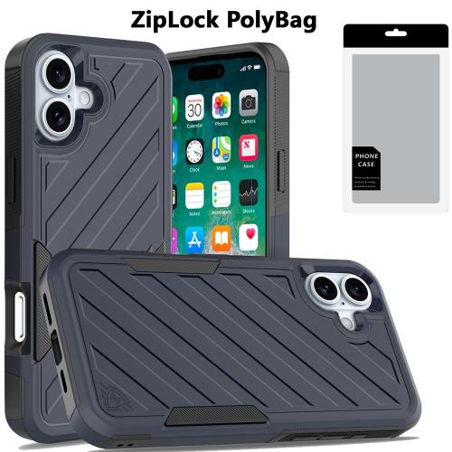 D705-Blue/Black iPhone 16 Plus 6.7 inch Noble lined shockproof dual layer hybrid – Georgia Phone Case