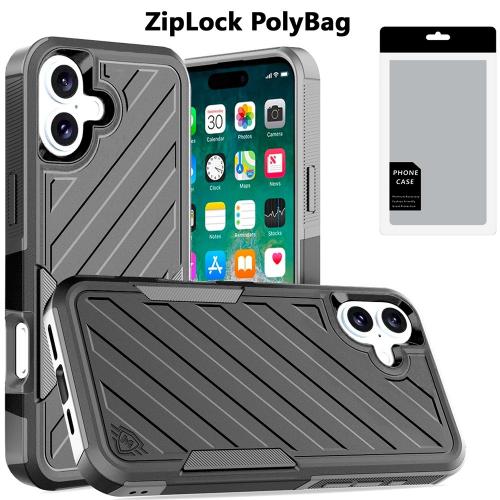 D704-Black/Grey iPhone 16 Plus 6.7 inch Noble lined shockproof dual layer hybrid – Georgia Phone Case