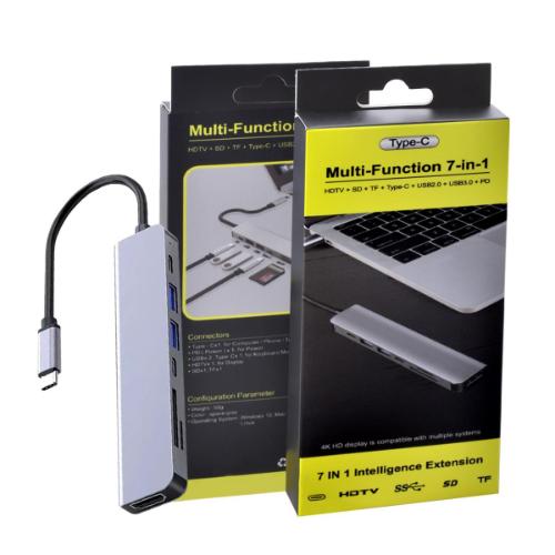 D1000 – USB C Hub Multiport Adapter 7 in 1 Portable Dongle 4K HDMI, 100W P…