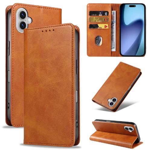 D48-Brown iPhone 17 Air 6.6 inch Wallet Premium PU Vegan Leather ID Card Money H…