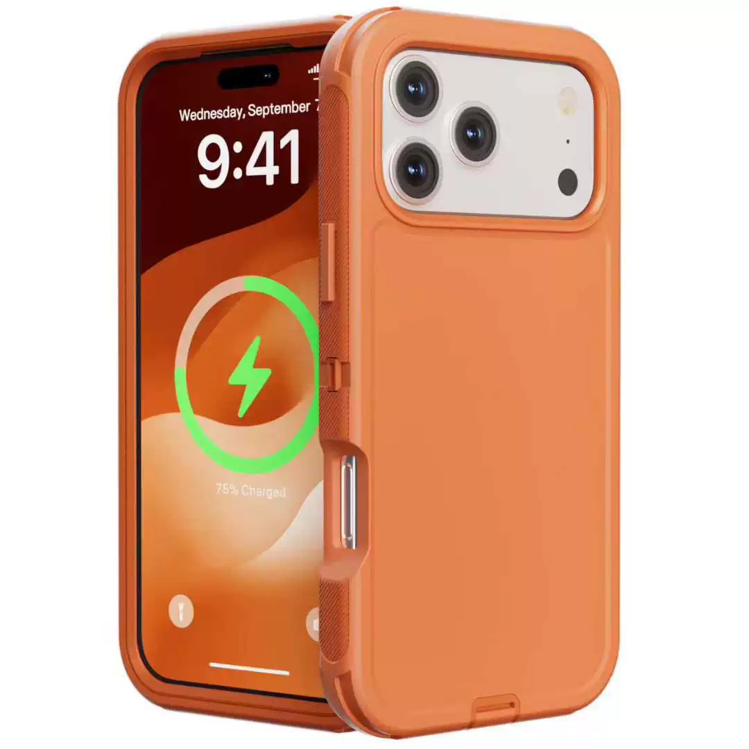 D359 – Orange Apple iPhone 17 Pro 6.3 inch Robot Case Shockproof Kickstand…